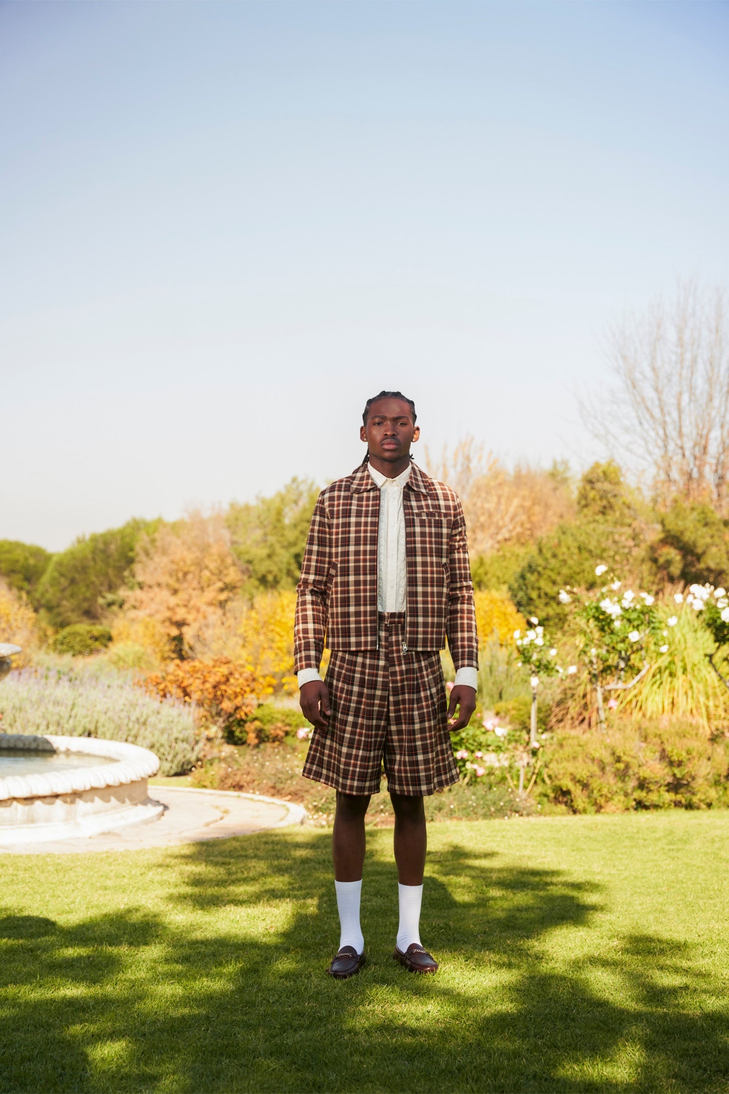 Phola Park Sunday Best Brown Tartan Wide Leg Shorts